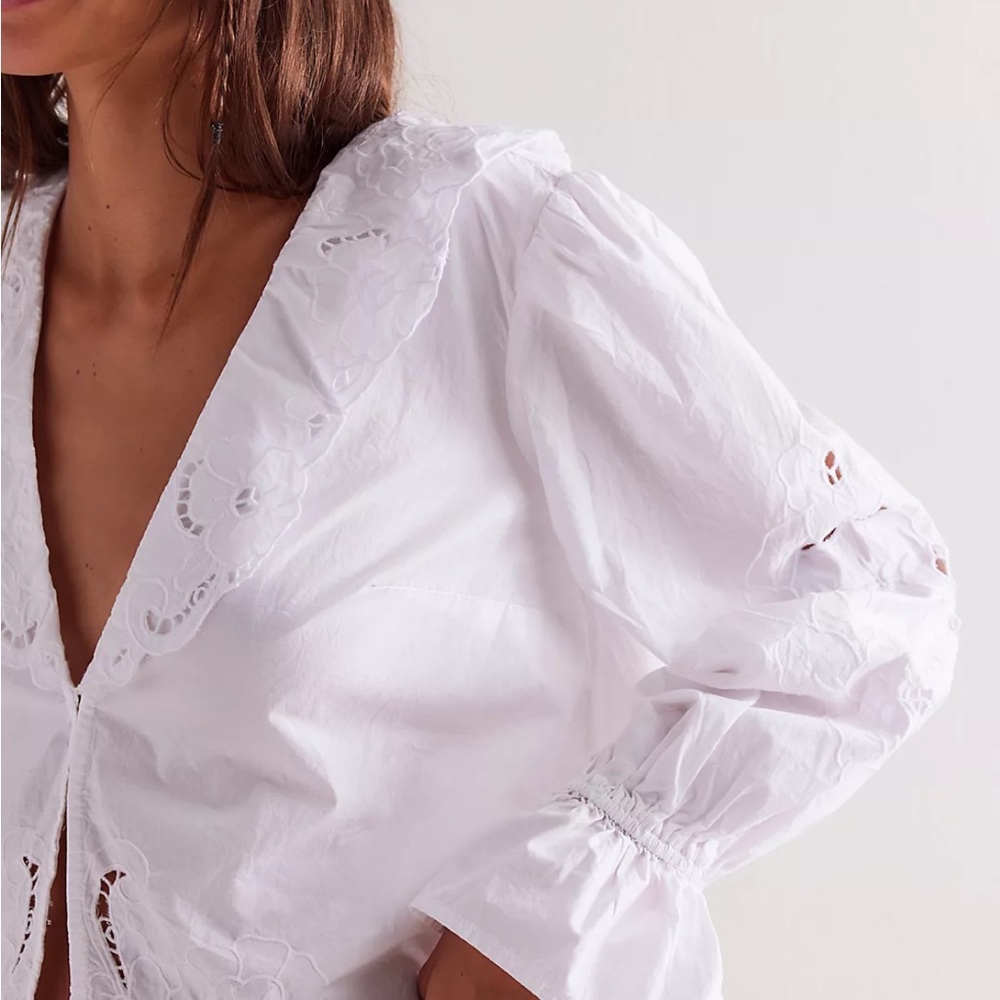 Free People White Eyelet Blouse